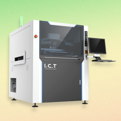 A fully automatic solder paste printer is the most advanced type, automating the entire process from loading to unloading.  It is characterized by high precision, high consistency, and high efficiency, making full-auto stencil printer suitable for large-scale production, with advanced alignment and inspection systems to ensure quality and reduce errors.